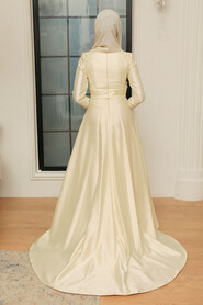  Satin Yellow Muslim Bridesmaid Dress 284SR - 2