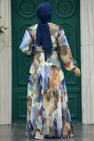  Sax Blue Hijab For Women Dress 33095SX - 3