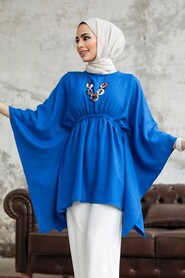 Sax Blue Hijab For Women Poncho 41259SX - 1