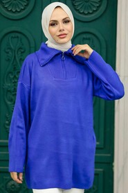  Sax Blue Hijab Knitwear Tunic 2690SX - 1
