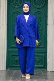  Sax Blue Hijab Turkish Dual Suit 5927SX - 2