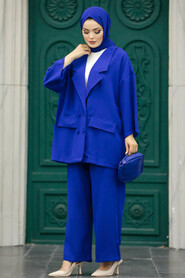  Sax Blue Hijab Turkish Dual Suit 5927SX - 3