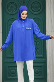  Sax Blue Hijab Turkish Tunic 10224SX - 2