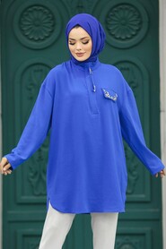  Sax Blue Hijab Turkish Tunic 10224SX - 1