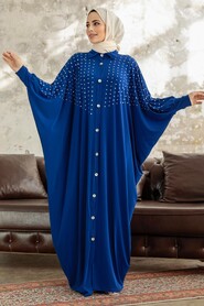  Sax Blue Islamic Clothing Turkish Abaya 17410SX - 1