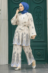  Sax Blue Islamic Clothing Dual Suit 3212SX - 2