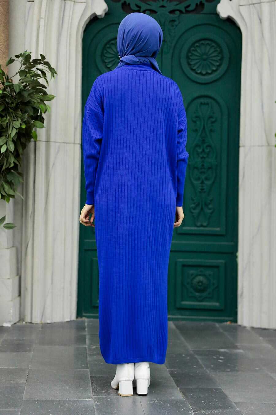  Sax Blue Knitwear Modest Dress 20161SX