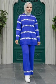  Sax Blue Knitwear Modest Dual Suit 6396SX - 1