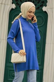  Sax Blue Knitwear Muslim Tunic 20132SX - NEVA STYLE