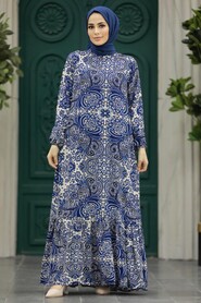  Sax Blue Long Dress for Muslim Ladies 15714SX - 2