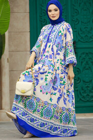  Sax Blue Long Dress for Muslim Ladies 50621SX - 4