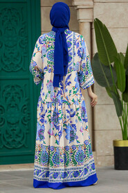  Sax Blue Long Dress for Muslim Ladies 50621SX - 5