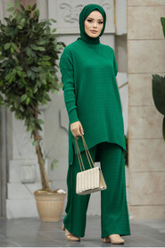  Green Knitwear Muslim Dual Suit 33450Y - 3