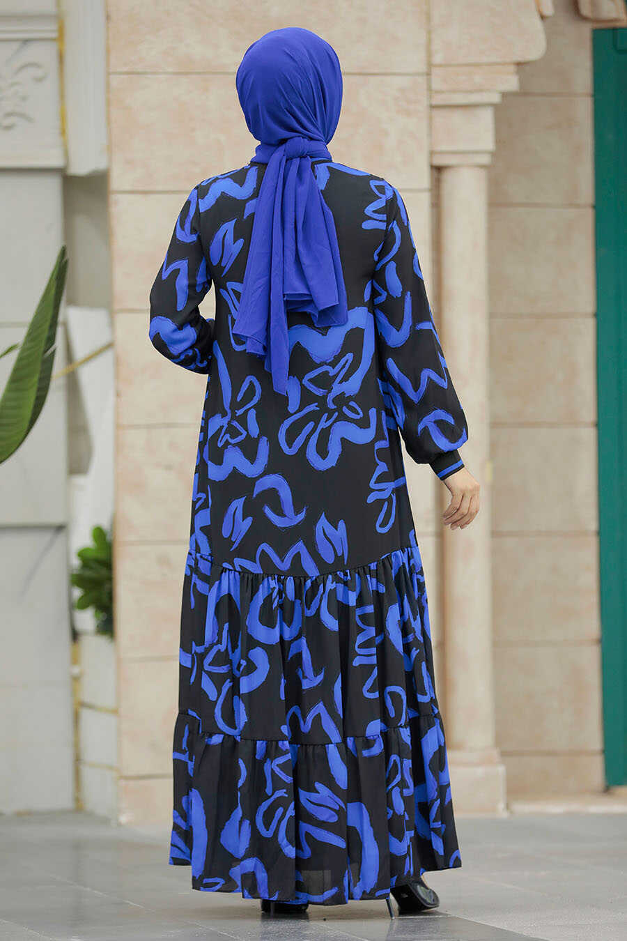 Neva Style - Sax Blue Long Sleeve Dress 12437SX