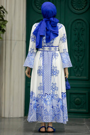  Sax Blue Muslim Long Dress Style 22358SX - 3