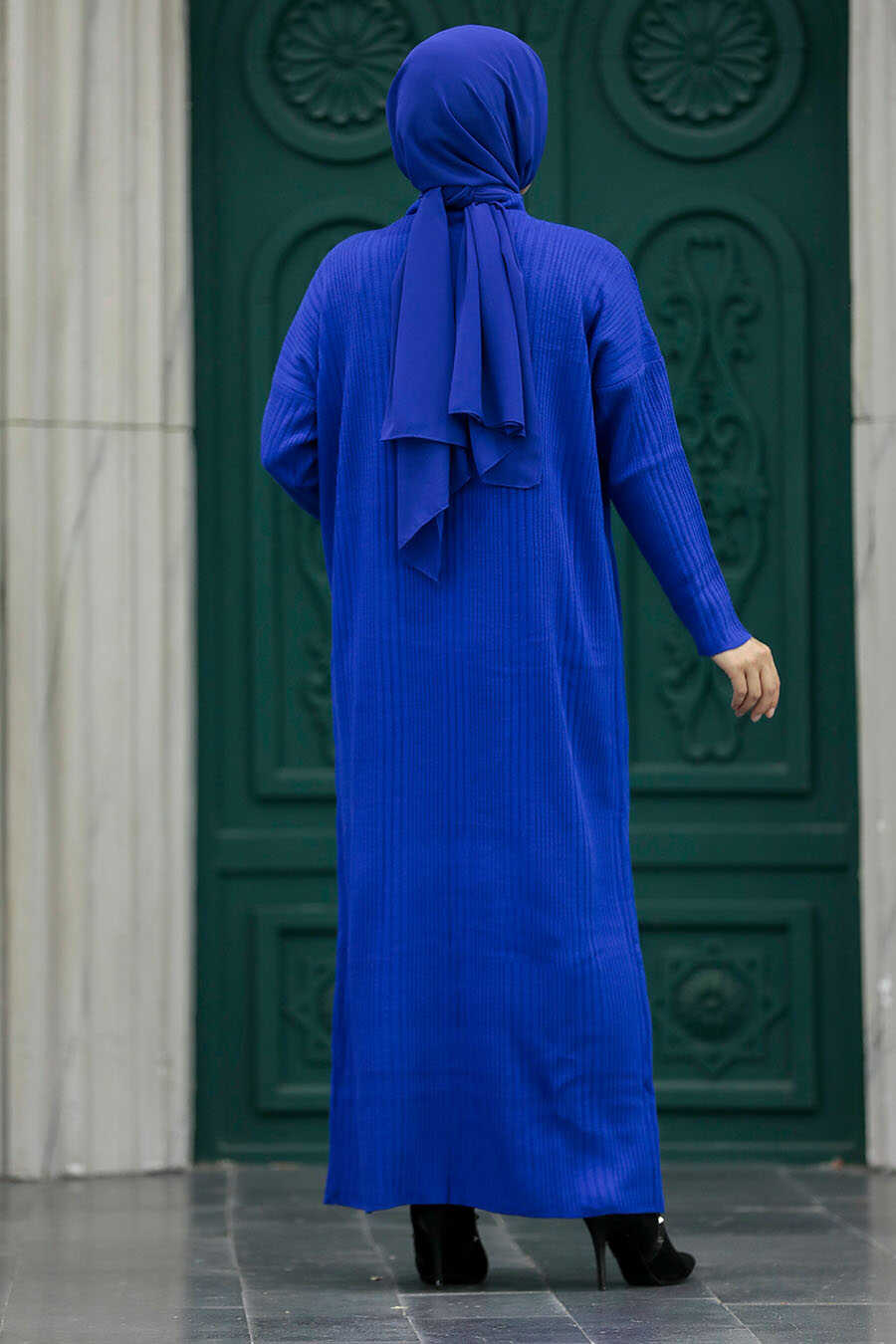 Neva Style - Sax Blue Muslim Long Knitwear Dress Style 34150SX