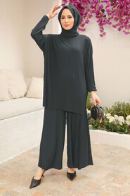  Smoke Color Hijab Suit Dress 41502FU - 1
