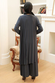 Smoke Color Hijab Suit Dress 41502FU - 2