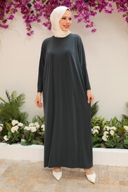  Smoke Color Hijab Turkish Abaya 17801FU - 1
