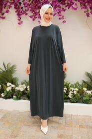  Smoke Color Hijab Turkish Abaya 17801FU - 2