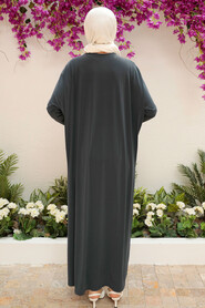  Smoke Color Hijab Turkish Abaya 17801FU - 3