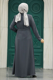 Neva Style - Smoke Color Hijab Turkish Abaya 60125FU - Thumbnail