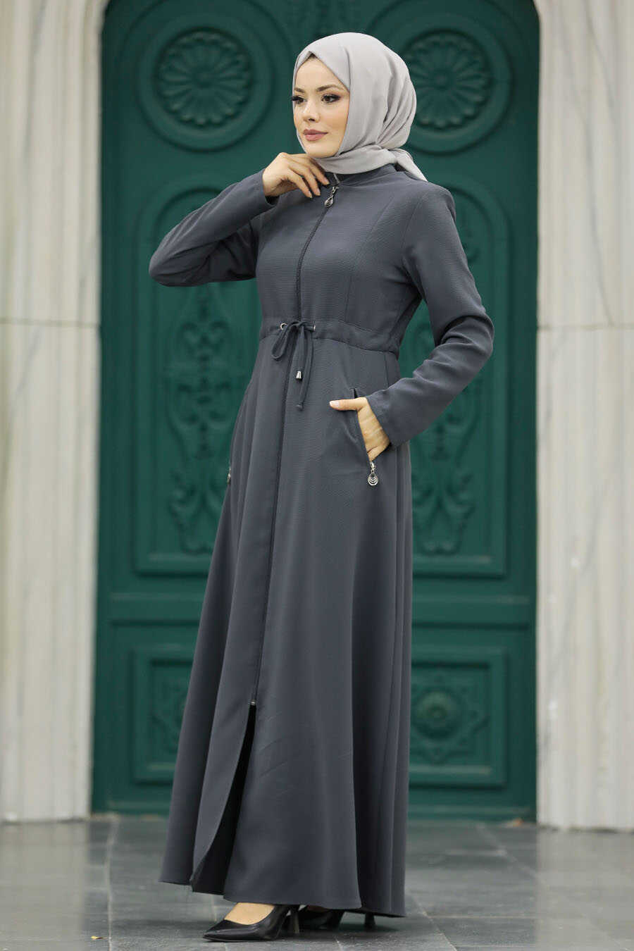 Neva Style - Smoke Color Hijab Turkish Abaya 60125FU