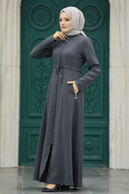 Neva Style - Smoke Color Hijab Turkish Abaya 60125FU - Thumbnail