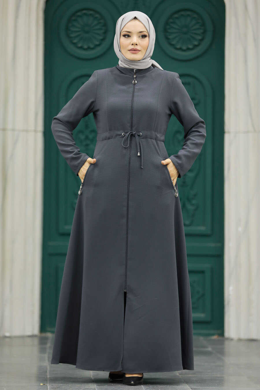 Neva Style - Smoke Color Hijab Turkish Abaya 60125FU