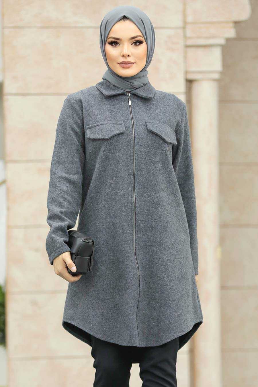Neva Style - Smoke Color Islamic Clothing Tunic 5944FU