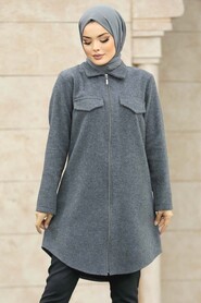 Neva Style - Smoke Color Islamic Clothing Tunic 5944FU - Thumbnail