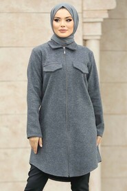 Neva Style - Smoke Color Islamic Clothing Tunic 5944FU - Thumbnail
