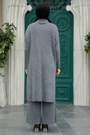 Neva Style - Smoke Color Knitwear Hijab Turkish Dual Suit 34181FU - 3