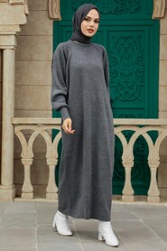  Smoke Color Knitwear Muslim Dress 3419FU - 1