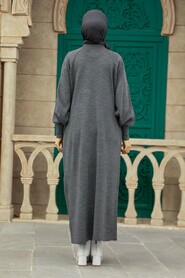  Smoke Color Knitwear Muslim Dress 3419FU - 3
