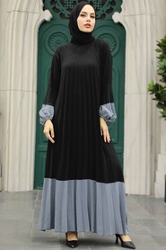  Smoke Color Long Muslim Dress 76842FU - 2