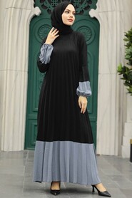  Smoke Color Long Muslim Dress 76842FU - 1