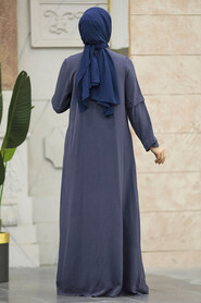  Smoke Color Modest Turkish Abaya 10556FU - 4