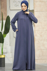  Smoke Color Modest Turkish Abaya 10556FU - 3