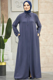  Smoke Color Modest Turkish Abaya 10556FU - 1