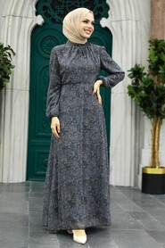  Smoke Color Muslim Long Dress Style 279073FU - 1