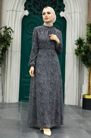  Smoke Color Muslim Long Dress Style 279073FU - 2