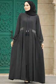  Smoke Color Muslim Turkish Abaya 45271FU 