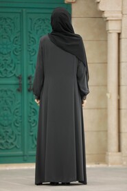  Smoke Color Muslim Turkish Abaya 45271FU - 3