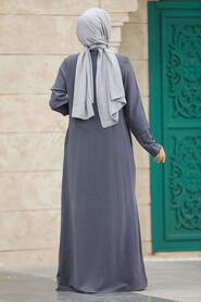  Smoke Color Plus Size Turkish Abaya 1098FU - 3