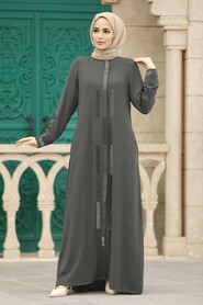  Smoke Color Plus Size Turkish Abaya 616FU - NEVA STYLE