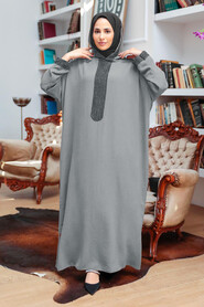  Smoke Color Plus Size Turkish Abaya 7683FU - NEVA STYLE