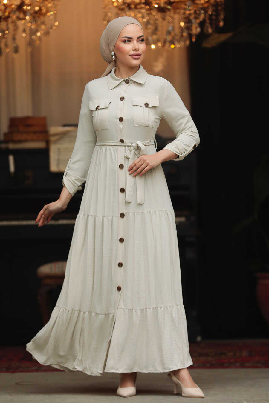 knee length dresses for ladies Stone Embellished Long Sleeve Dress XL / Black main image 0