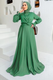  Stylish Almond Green Islamic Clothing Engagement Dress 3389CY - NEVA STYLE