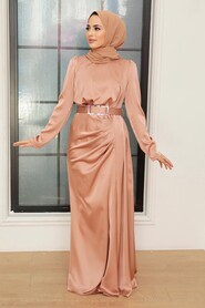  Stylish Beige Islamic Long Sleeve Maxi Dress 3606BEJ - 3